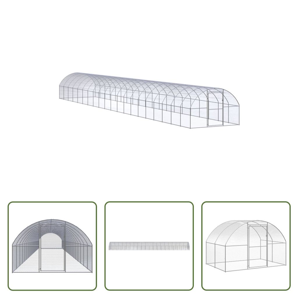 The Living Store Outdoor-Hühnerstall 3x20x2 m Verzinkter Stahl