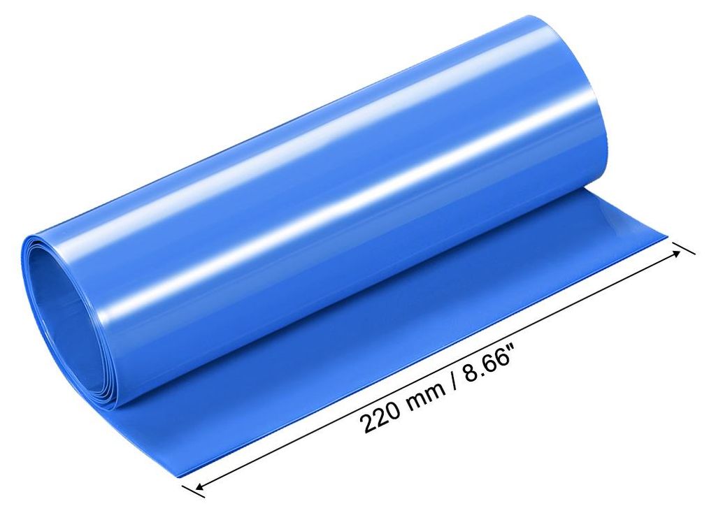 PVC Schrumpfschlauch 220 mm Flache Wicklung fš¹r Doppelschicht 18650 1 Meter Blau