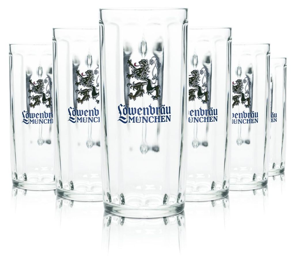 6x Löwenbräu Glas 0,5l Bier Krug Humpen Seidel Gläser Produktbild 