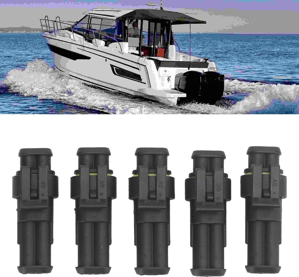 5 Stück 2-poliger elektrischer Kabelverbinder SuperSealed IP67 wasserdicht für Auto, LKW, Motorrad, Schiff