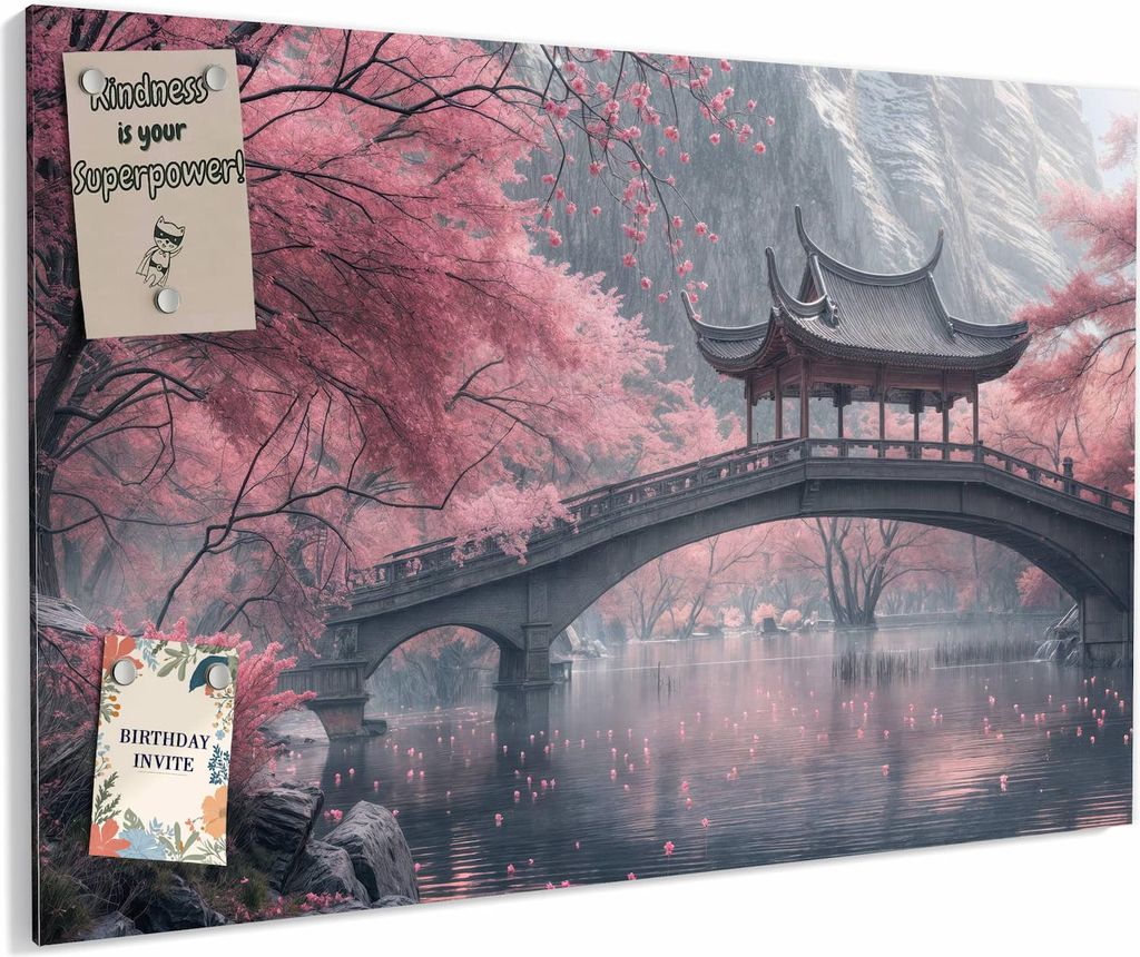 Magnettafel 90x60cm magnetisch & beschreibbar Metall-Board - Japanischer Garten