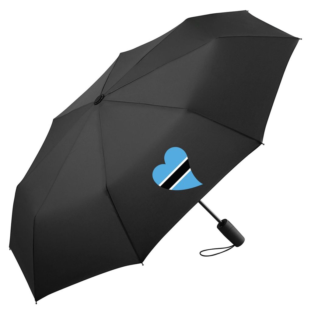 Huuraa Regenschirm Botswana Flagge Herz 98cm Schwarz Sturmfest Taschenschirm Geschenkidee