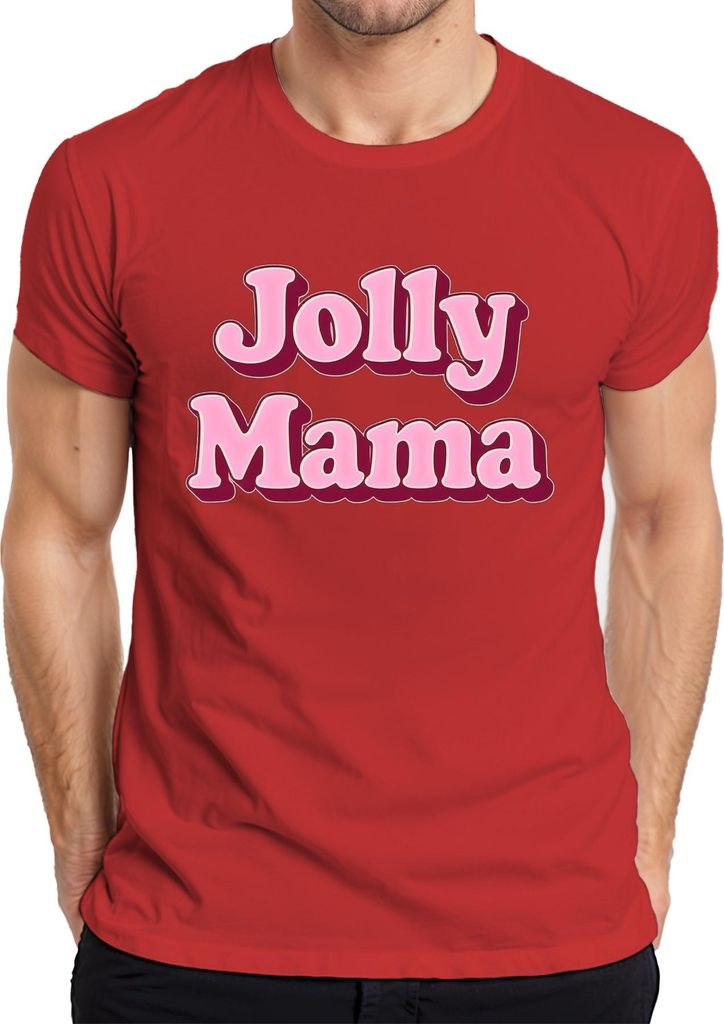 Jolly Mama Geschenk für Mama Muttertag Retro Schriftzug Pink Herren T-Shirt, Rot, L