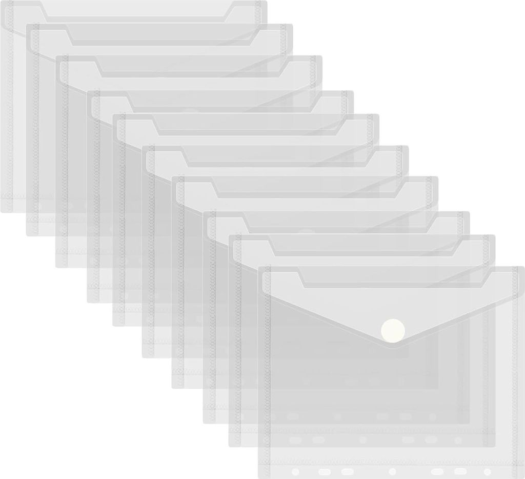10 Stück Dokumententasche A5, 23x18cm Umschlagmappen zum Abheften Dokumentenmappe Sichttaschen mit Klettverschluss, Sammelmappen Wasserdicht für ...