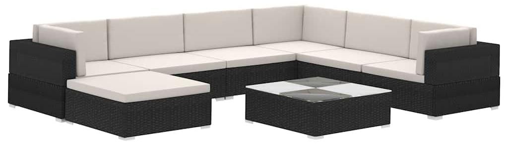 vidaXL Ensemble salon de jardin 24 pièces noir poly rotin Image du produit 