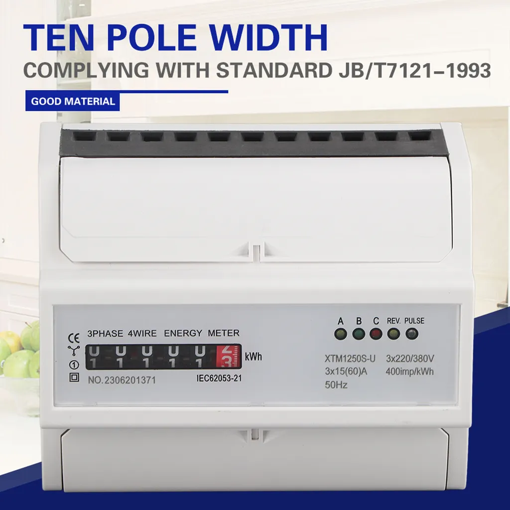Compteur d'énergie Din Rail triphasé électronique pour tableau 400V - 2