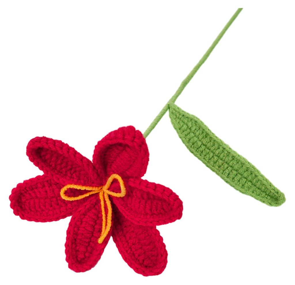 Gehäkelte Tulpe mit Stiel und Blatt – Handgefertigte Strickblume – Blumendekoration aus Garn – Geschenk zum Muttertag, Geburtstag oder Weihn...