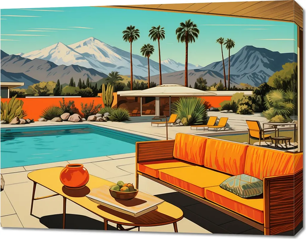 Image Murale Piscine Californie 90x70 cm pour Salon et Bureau Moderne