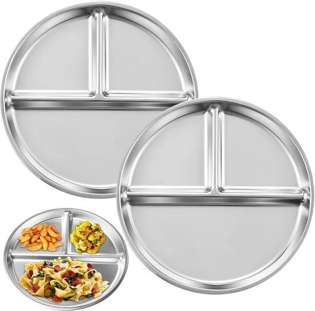 Plateau repas enfant en acier inoxydable 23 cm avec 3 compartiments