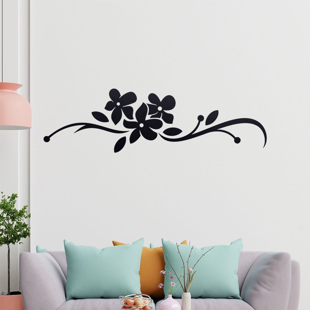 Blumen - Linien Wandtattoo in 6 Größen - Wandaufkleber Wall Sticker - Dekoration, Küche, Wohnzimmer, Schlafzimmer, Badezimmer