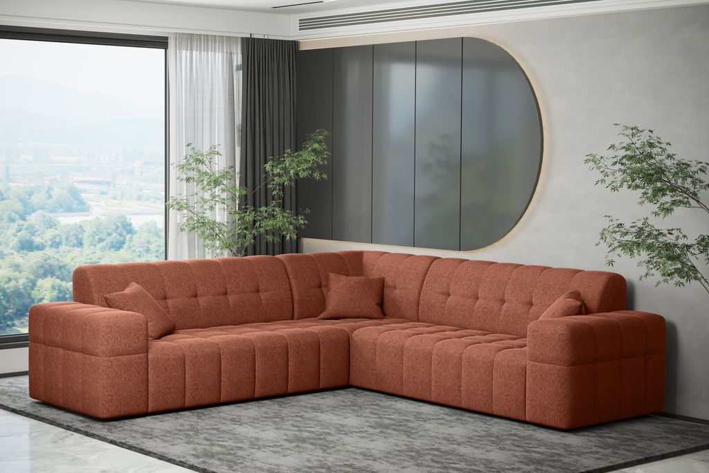 Kaiser Möbel Ecksofa Corner 246x246 cm Eckcouch NIMES stoff Verita Kupfer