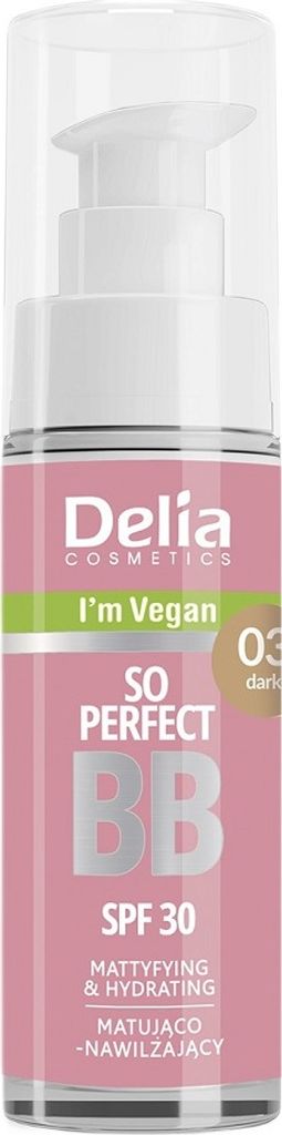 Delia So Perfect Wegański krem BB z filtrem SPF30 03 Dark, 30 ml