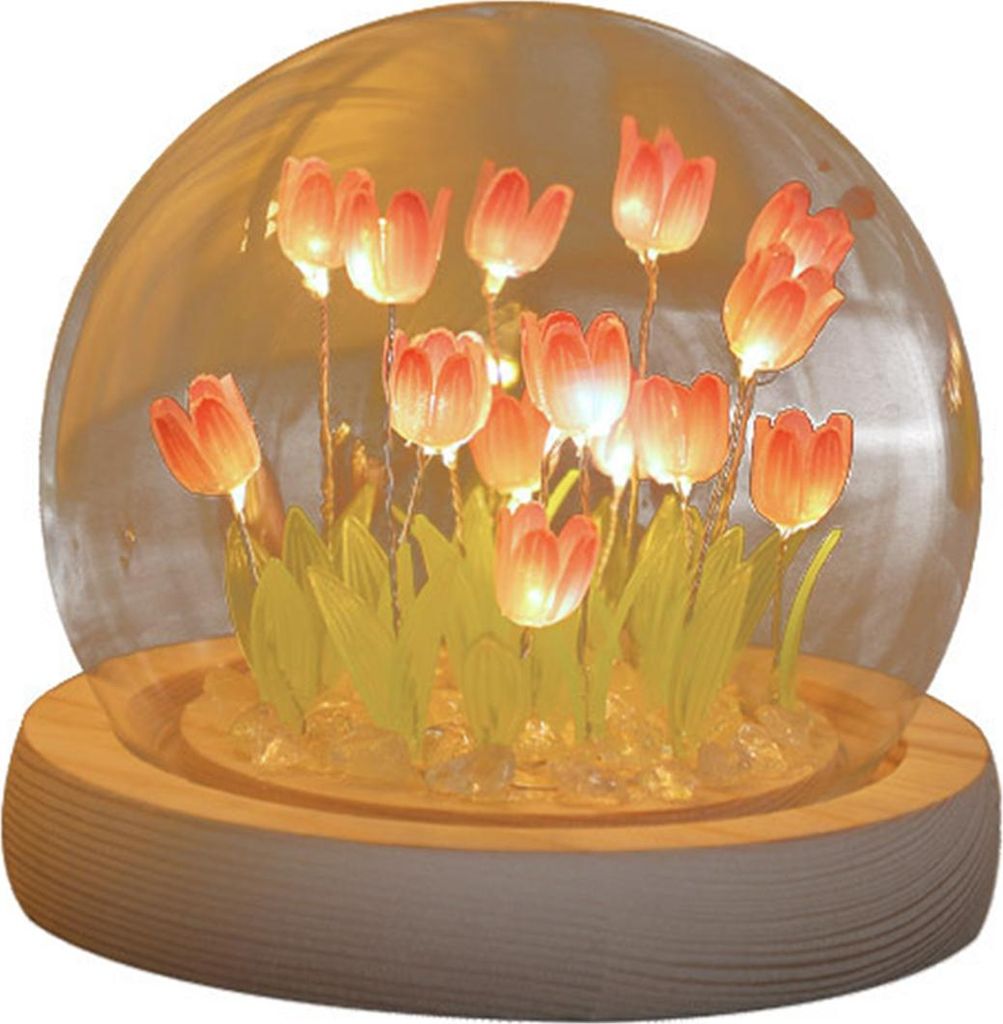 DIY tulipánová noční lampička, 10 kusů růžová, ručně Obrázek produktu 