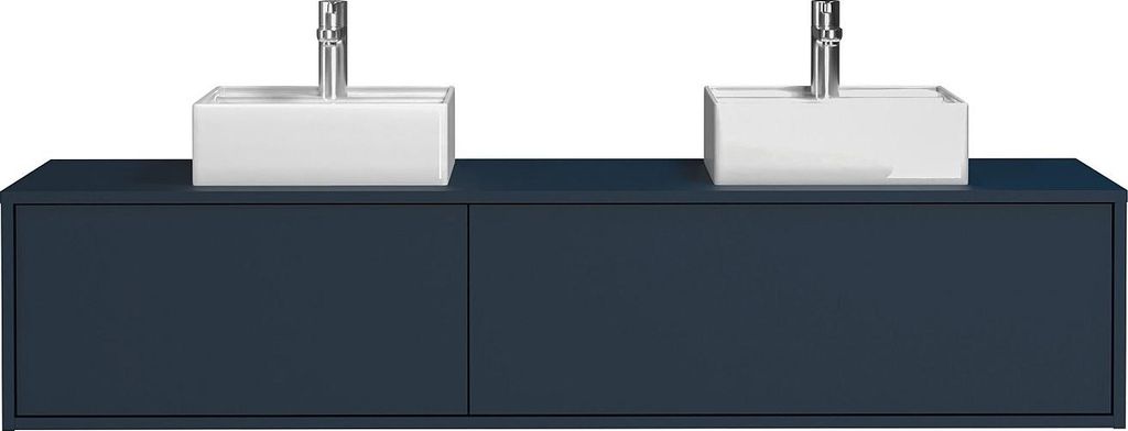 Hängewaschtischschrank in Dunkelblau mit Doppelwaschbecken - Länge 150 cm - ISAURE II