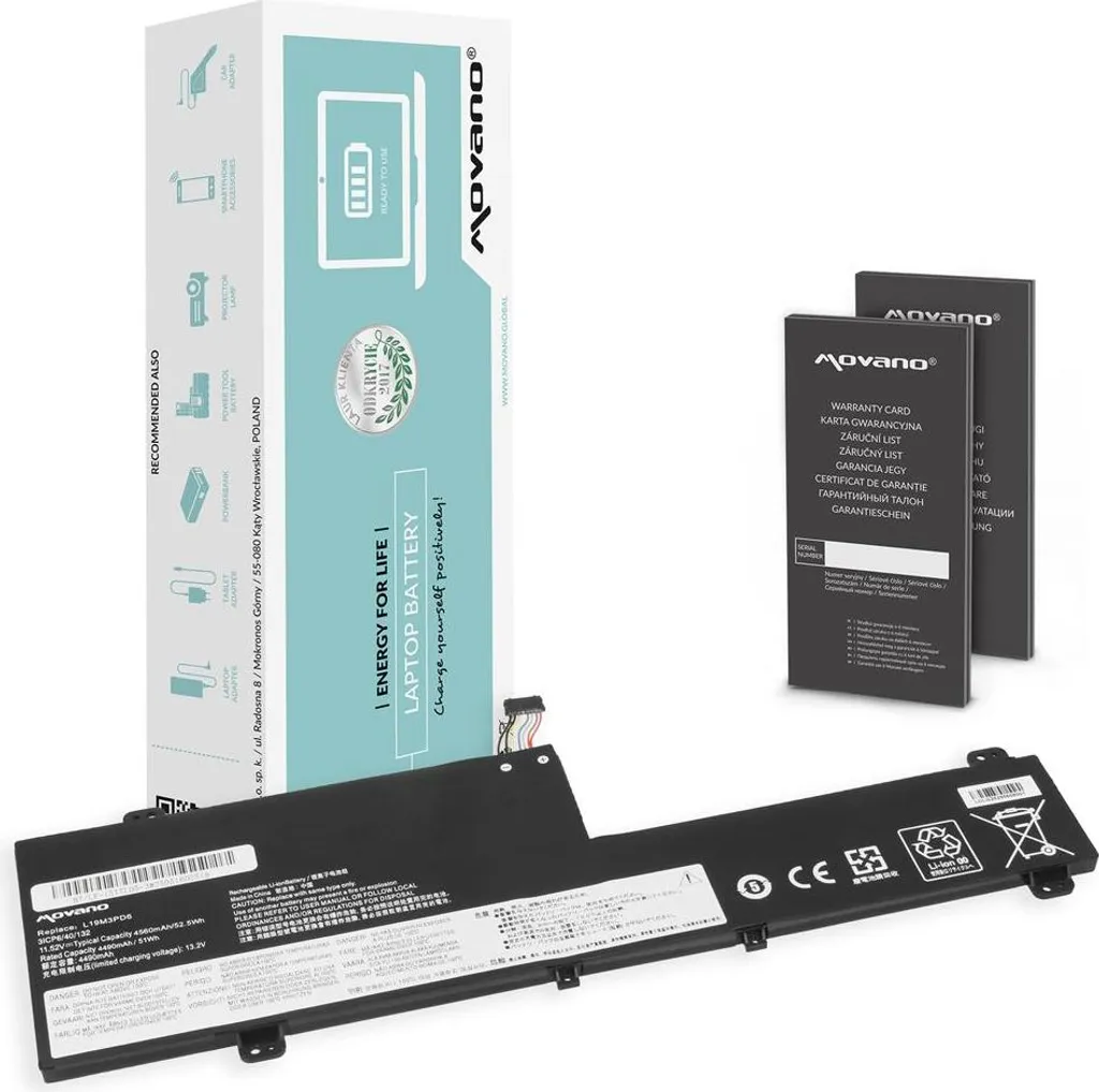 Batterie pour Ordinateur Lenovo Flex 5 Modèle L19M3PD6 Movano 52Wh Noir