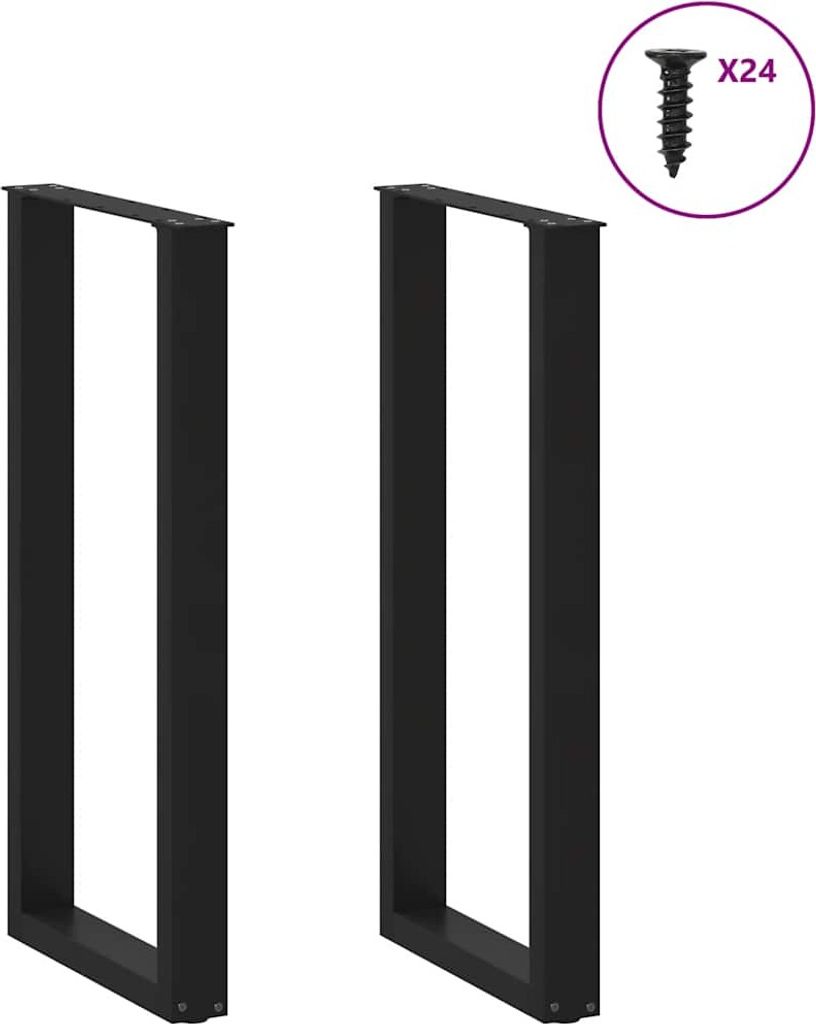 Möbel Tischbeine - Tischgestell für Couchtisch, Esstisch - Bartischbeine U-Form 2er-set Schwarz 50x(100-101) cm Stahl Top3773837