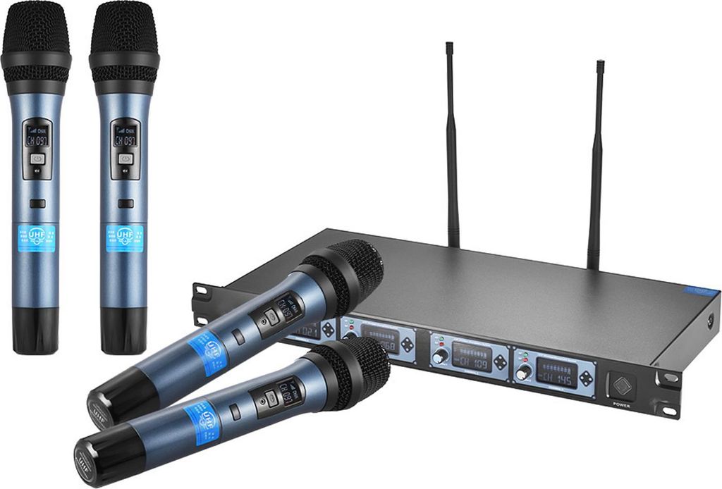 4D Professional 4-Kanal-UHF-Funkmikrofonsystem 4 Mikrofone Produktbild 