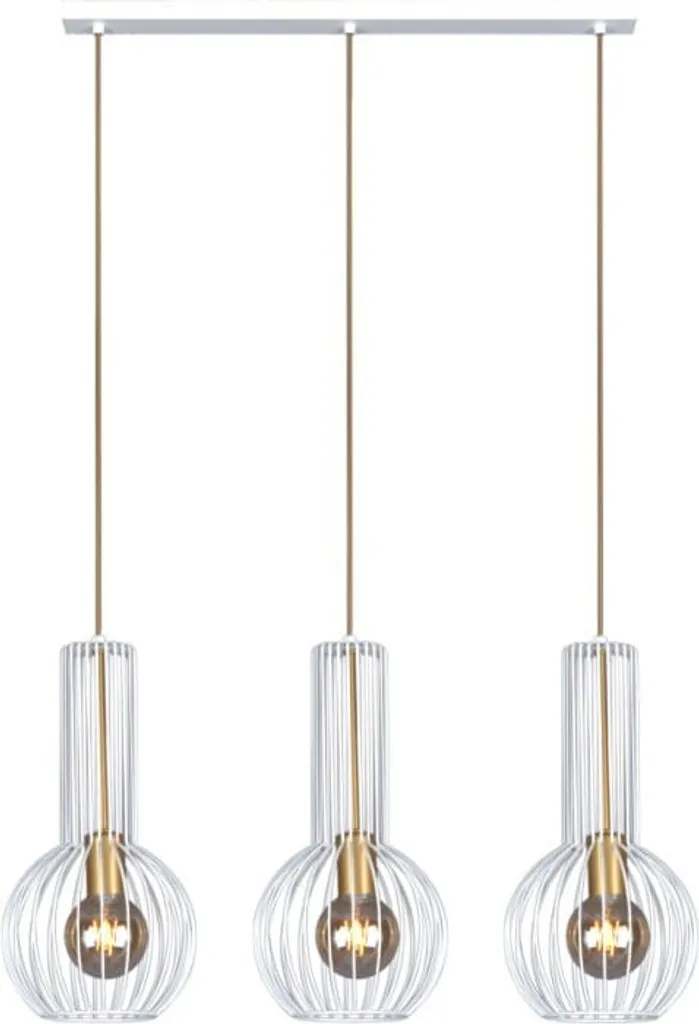 Lustre ARVI Blanc et Doré Kaja - Suspension 3xE27 Design 110x75x20 cm