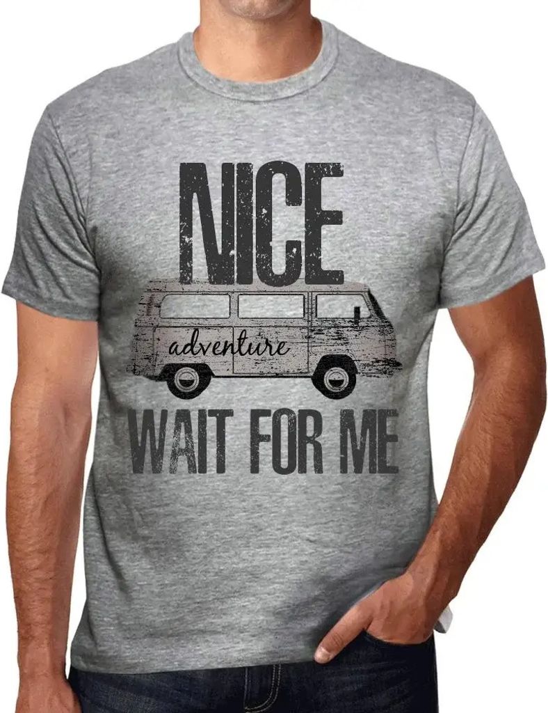 Herren Grafik T-Shirt Abenteuer warten auf mich in schönem – Adventure Wait For Me In Nice – Öko-Verantwortlich Vintage Jahrgang Kurzarm Lust...