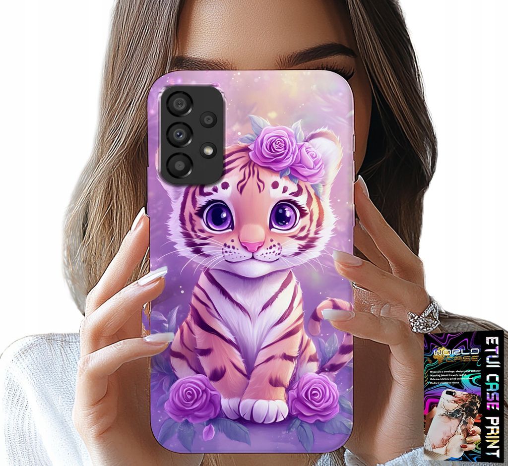 Etui Für Samsung A52 / A52S - Süsser Tiger Auf Rosa Hintergrund + Glas