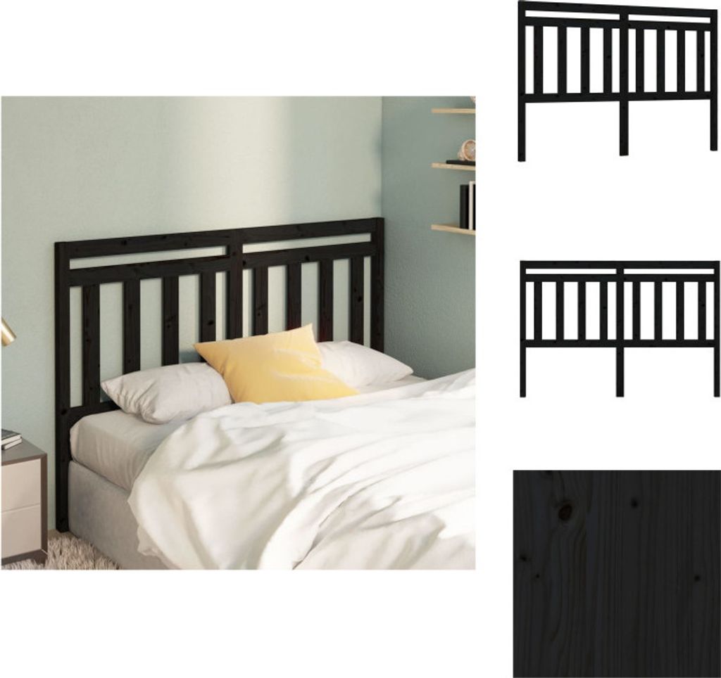 vidaXL Kopfteil Schwarz 126x4x100 cm Massivholz Kiefer - Kopf- & Fußenden