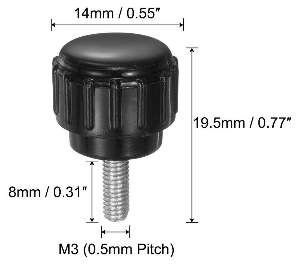 20 Stš¹ck R?ndelschraube mit Gewinde M3 x 8mm Rundkopfschraube Rundgriffschraube Rundgriffbolzen Klemmkn?pfe 14mm Handkn?pfe Daumenschrauben Span...