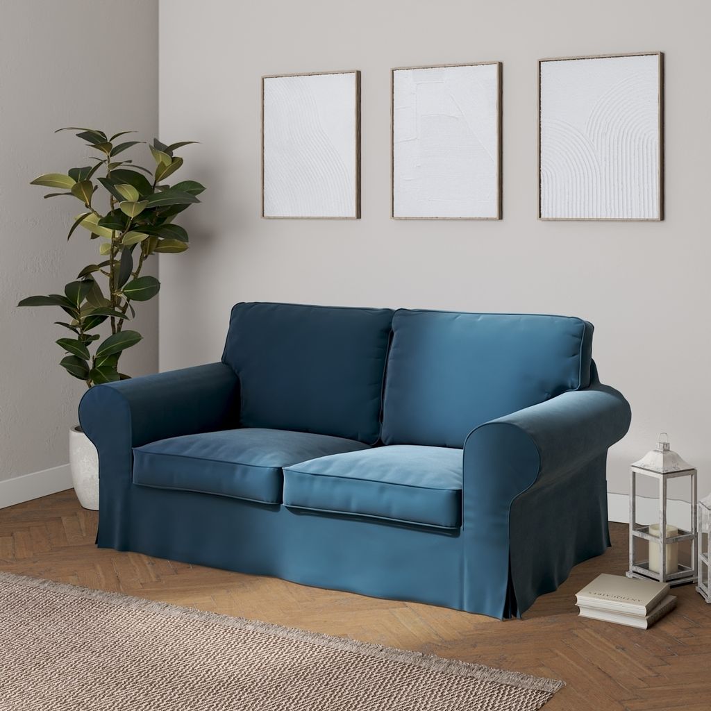 Dekoria Bezug für Ektorp 2-Sitzer Schlafsofa NEUES Modell, blau, Sofabezug für Ektorp 2-Sitzer ausklappbar, neues Modell