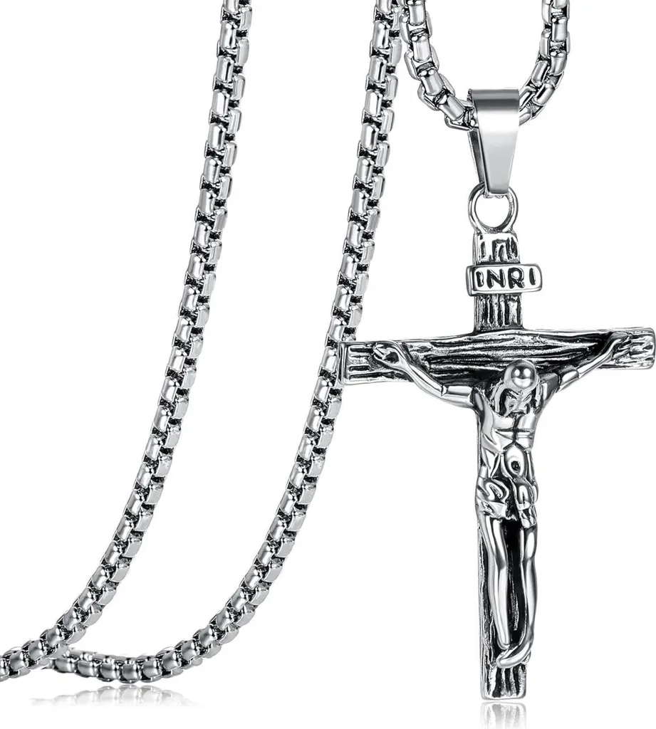 Bijou croix homme acier résistant idéal pour cadeau ou port quotidien 61cm