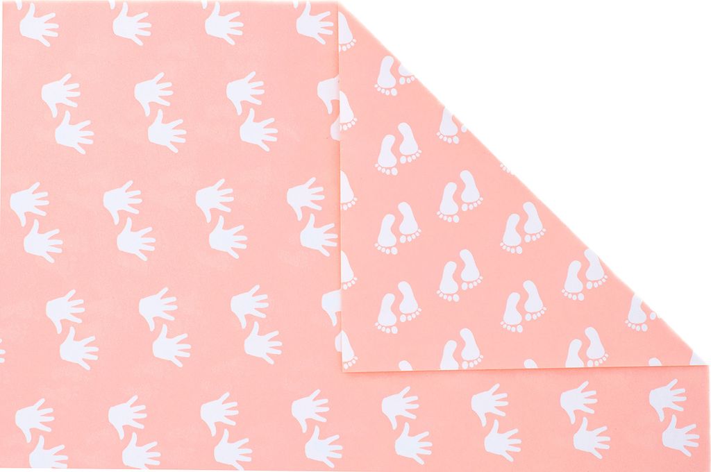 Geschenkpapier Baby Füße / Hände beidseitig 70cm x 2m Rolle rosa
