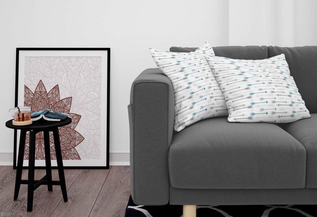 ABAKUHAUS Teal Kissenbezug Set (2Stück), Retro Pfeil Muster Der Horizontalen Linie, Die Zu Richtungen Art Druck, 45x45cm, Grau Teal weiß