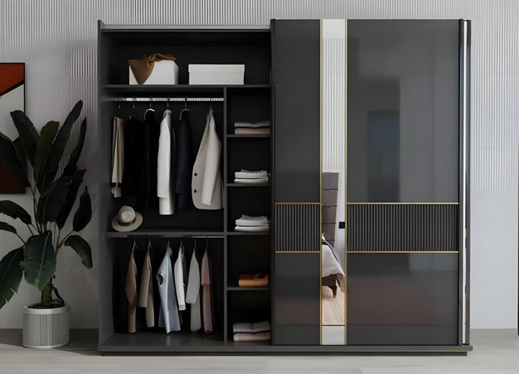 Doppelbett Komplette Schlafzimmer Nachttische Schrank Holz 4tlg Grau
