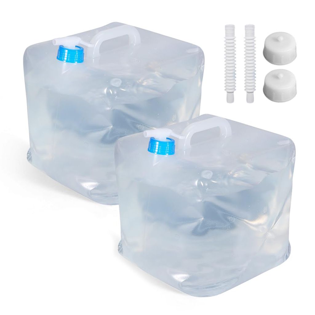 Faltbarer Wasserkanister 10L – 2 Stück mit Auslaufhahn & Griff, für Camping, Wandern & Notvorrat