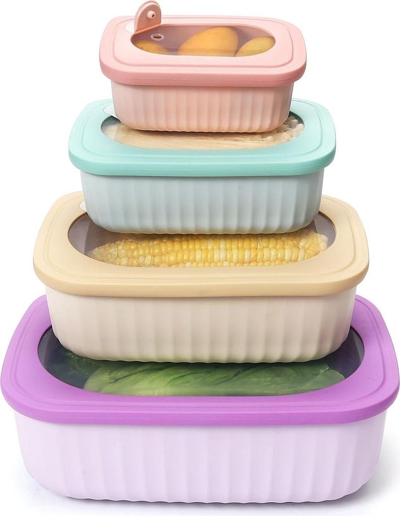 Praktische und stapelbare Lebensmittelaufbewahrungsbehälter Set von 4 mit luftdichtem Deckel