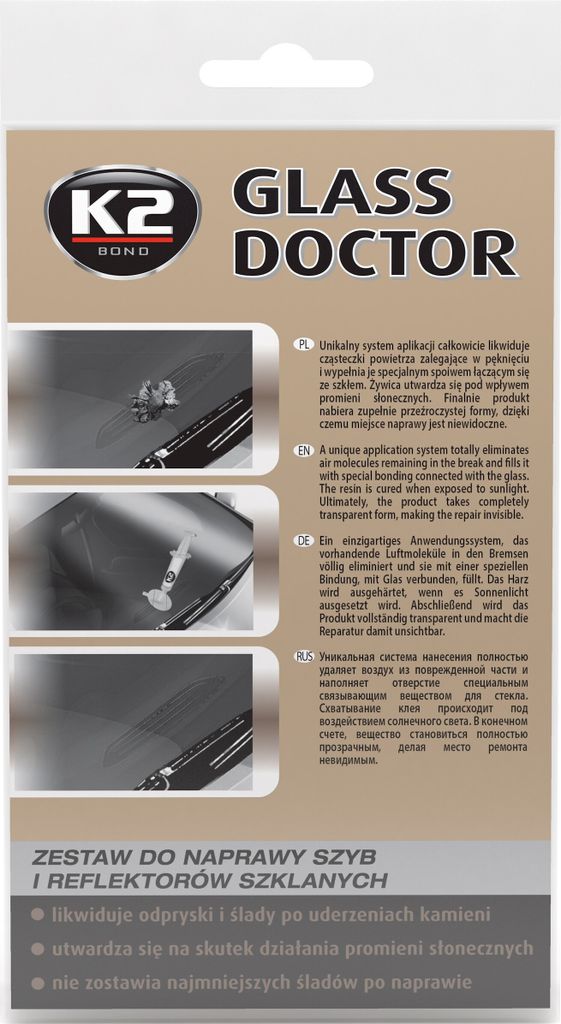 K2 GLASS DOCTOR zur Reparatur von Fenstern und Lampen