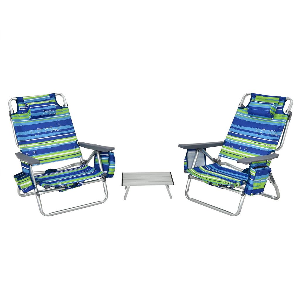 COSTWAY 2 Strandstühle und Tisch Set mit verstellbarer Produktbild 