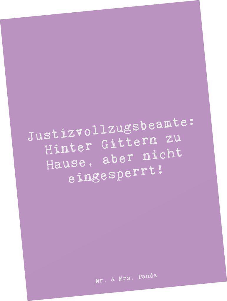 Mr. & Mrs. Panda Postkarte Spruch Justizvollzugsbeamte Freiheit - Lavendeltraum - Geschenk, Ansichtskarten, Fotokarte, handgefertigte Geschenke, bi...