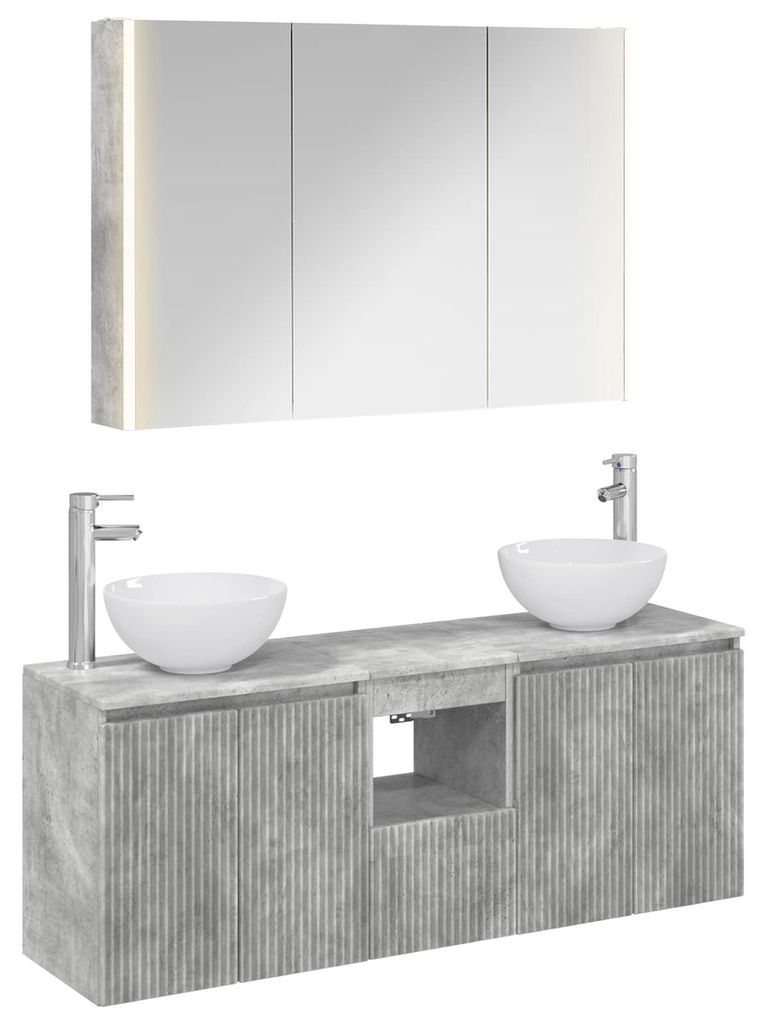 vidaXL Badezimmerschrank-Set 4 pcs Betongrau 103,5 x 15,5 x 70 cm