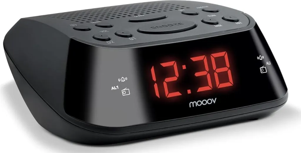 Radio-réveil Double Alarme Metronic Noir avec Affichage LED et Tuner FM