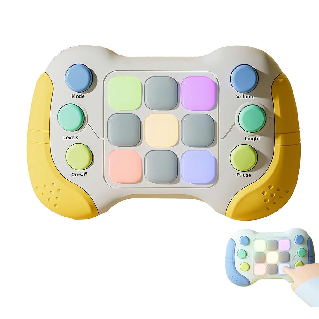 Puzzle Pop-It Spiel, Handheld-Spielekonsole,Dekompressionsdurchbruch-Puzzle-Spielmaschine,Quick Push Pop-Spielkonsole,ab 3 Jahre, Gelb