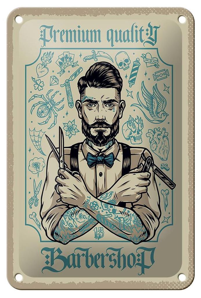 Blechschild Spruch Barbershop Premium quality 12x18cm