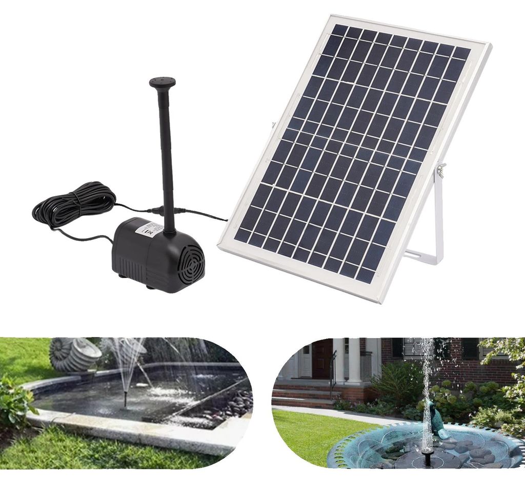 Solarpanel-Wasserpumpenbrunnen, umweltfreundliches Design, effiziente Betriebsweise, schwarz
