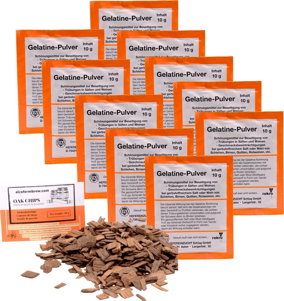 10 x VINA Gelatinepulver 10g - Vierka Weinklärmittel, Schönungsmittel, Gelatine Pulver