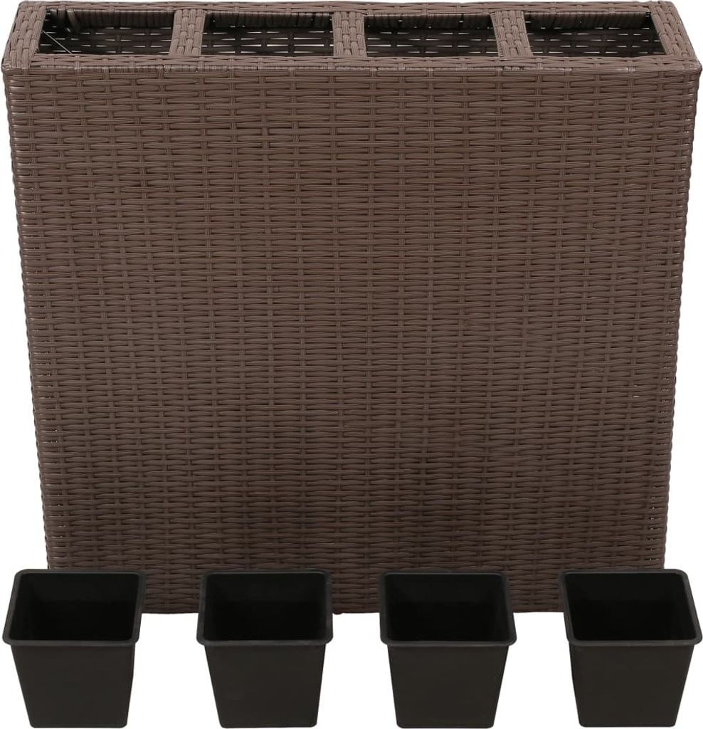 Herrliche Garten-Hochbeet mit 4 Töpfen Poly Rattan Braun Ocean Shores