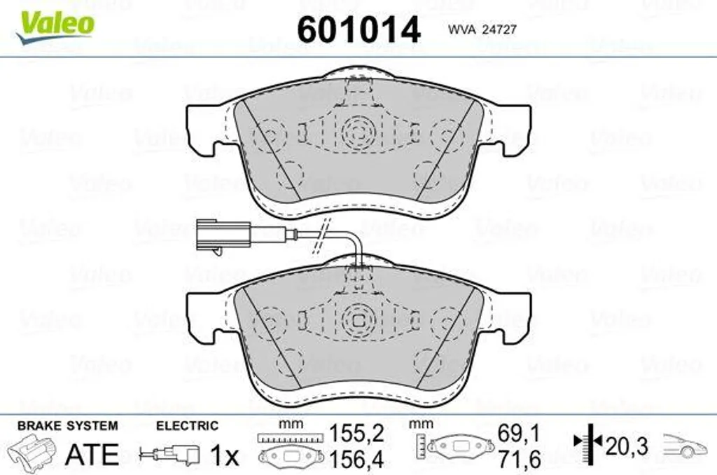 Plaquettes de frein haute performance Valeo 601014 anti-bruit Kappa