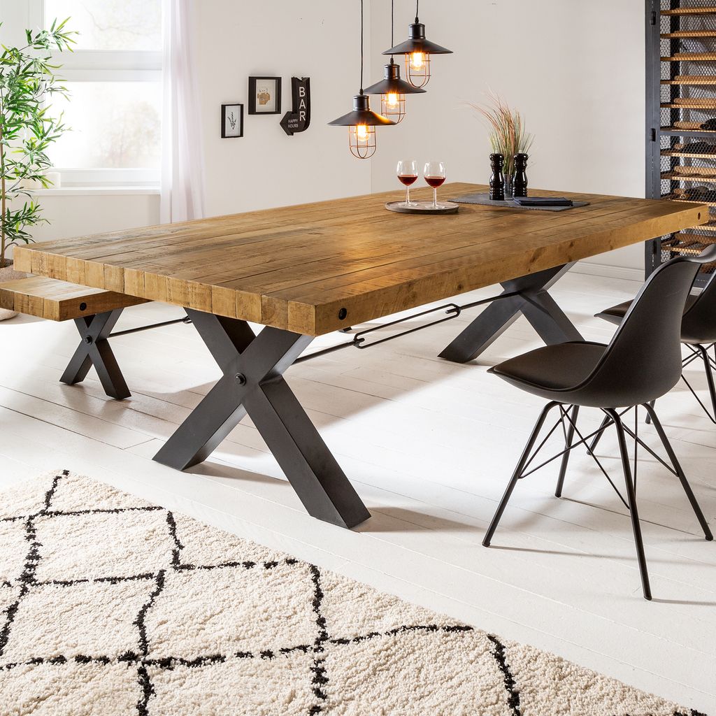 riess-ambiente Massivholz Esstisch THOR 200cm vintage braun Produktbild 