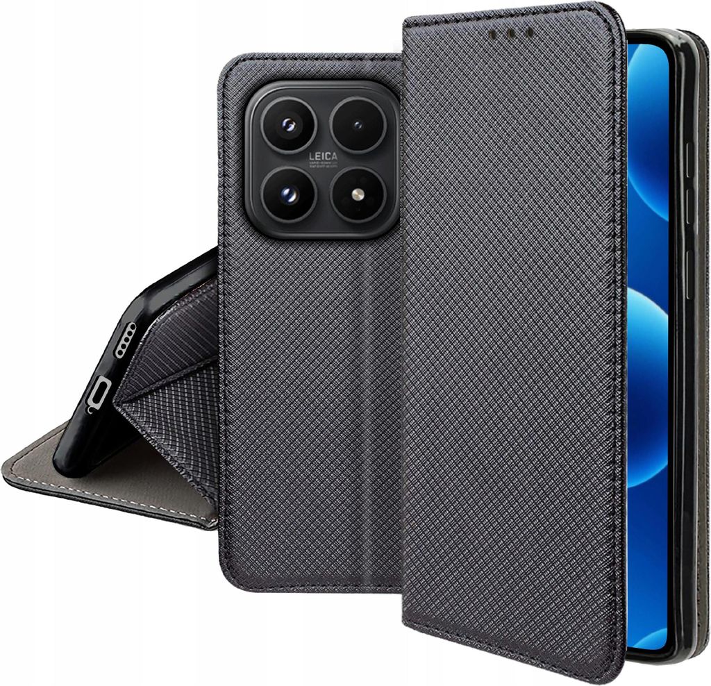 Klapphülle für Xiaomi 17, verschließbar, schwarz + Displayschutzfolie