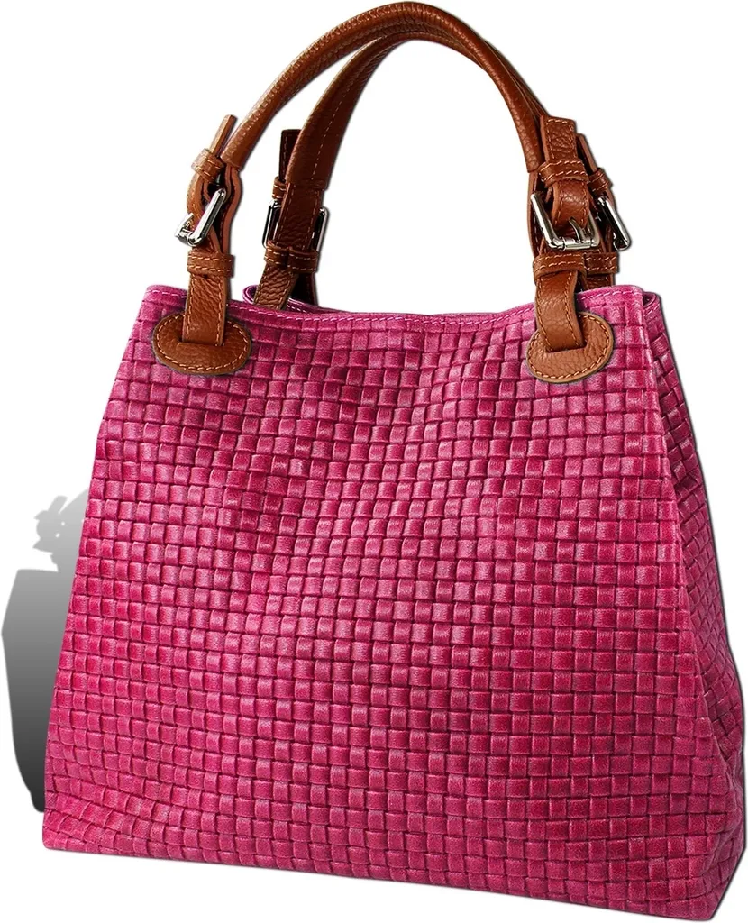 Sac en cuir rose brun à relief tressé Toscanto : qualité et élégance