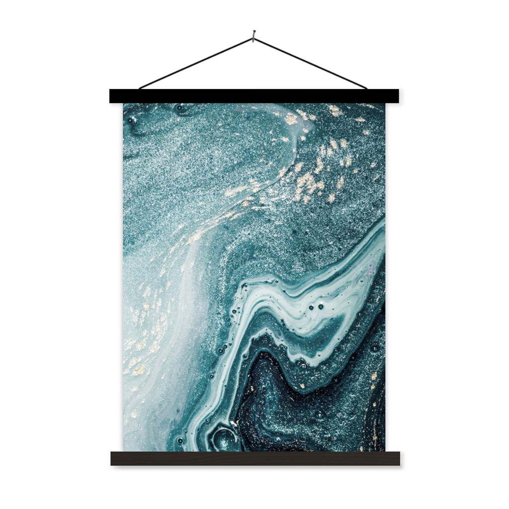 MuchoWow Textilposter Edelsteine - Blau - Natur - Marmor - Abstrakt 40x53 cm mit schwarzem Rahmen - Abbildung