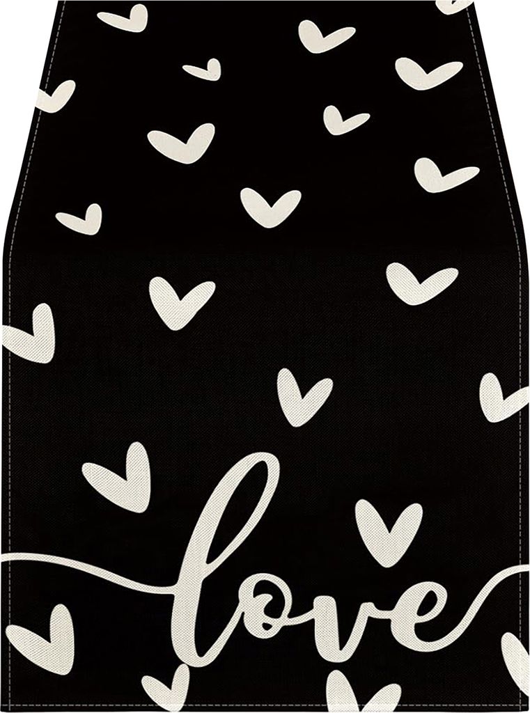 Tischläufer mit Herzdruck, Valentinstag, maschinenwaschbar, Dekoration für Zuhause und Partys, schützt den Tisch vor Hitze, Kratzern und versch...
