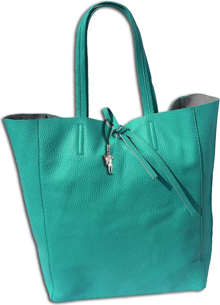 Florence Damen Shopper echtes Leder Henkeltasche türkis 30x35x15 cm OTF112T